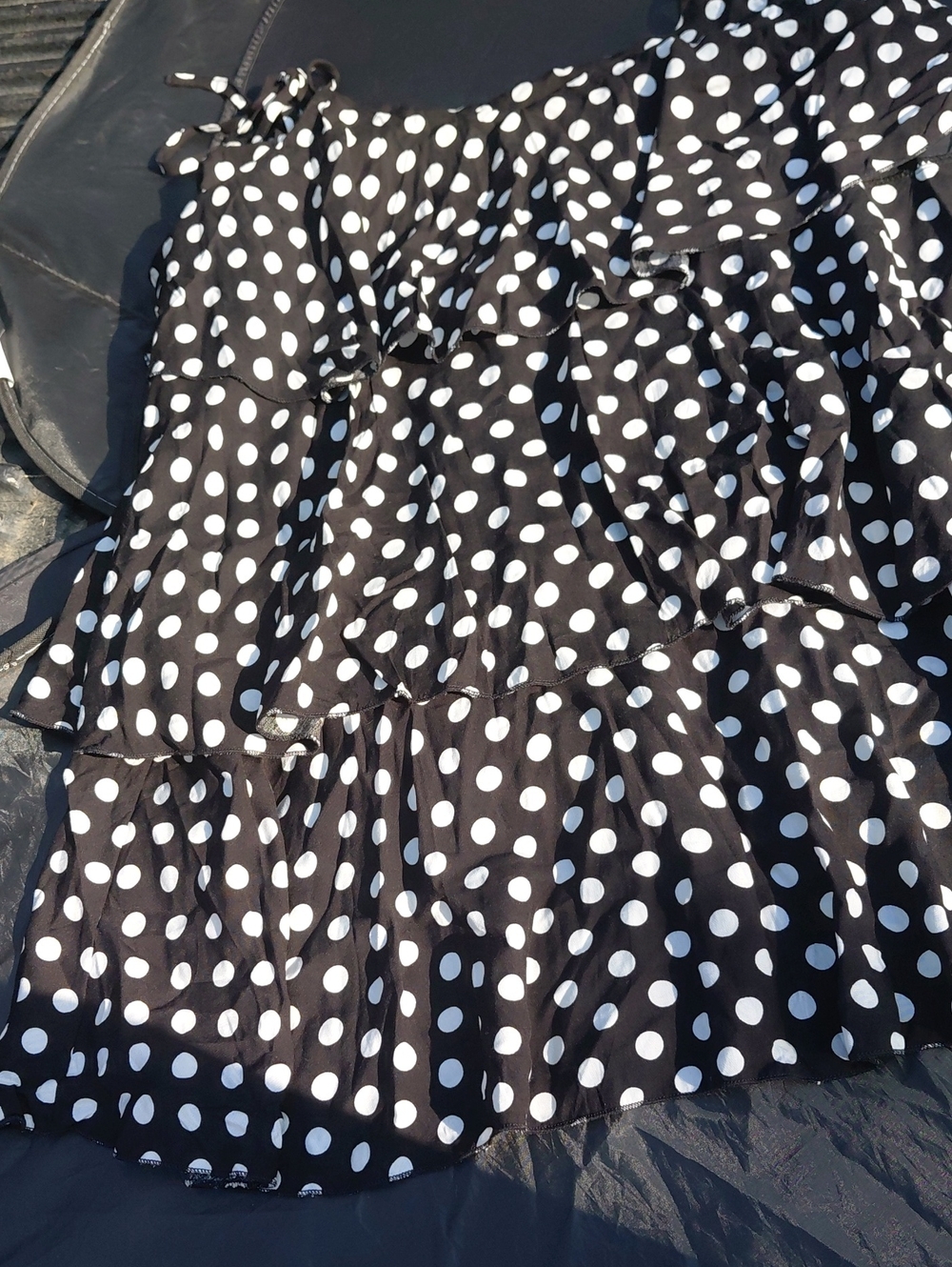 Black and White Polka Dot Mini Dress - Classic Ruffle Tier